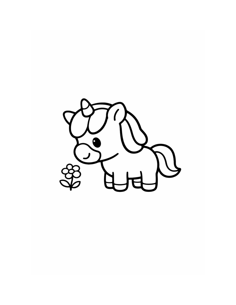 ユニコーンのやさしいいちにち ぬりえPDF ― 太い線でかんたん・3〜6さい向け ―