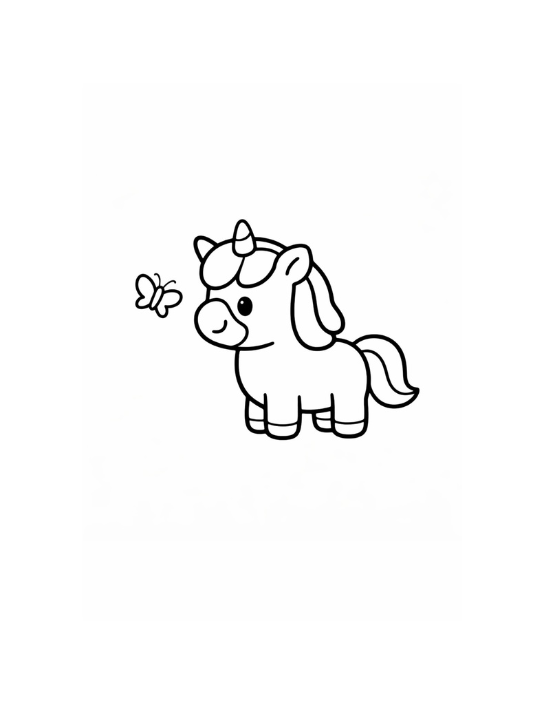 ユニコーンのやさしいいちにち ぬりえPDF ― 太い線でかんたん・3〜6さい向け ―