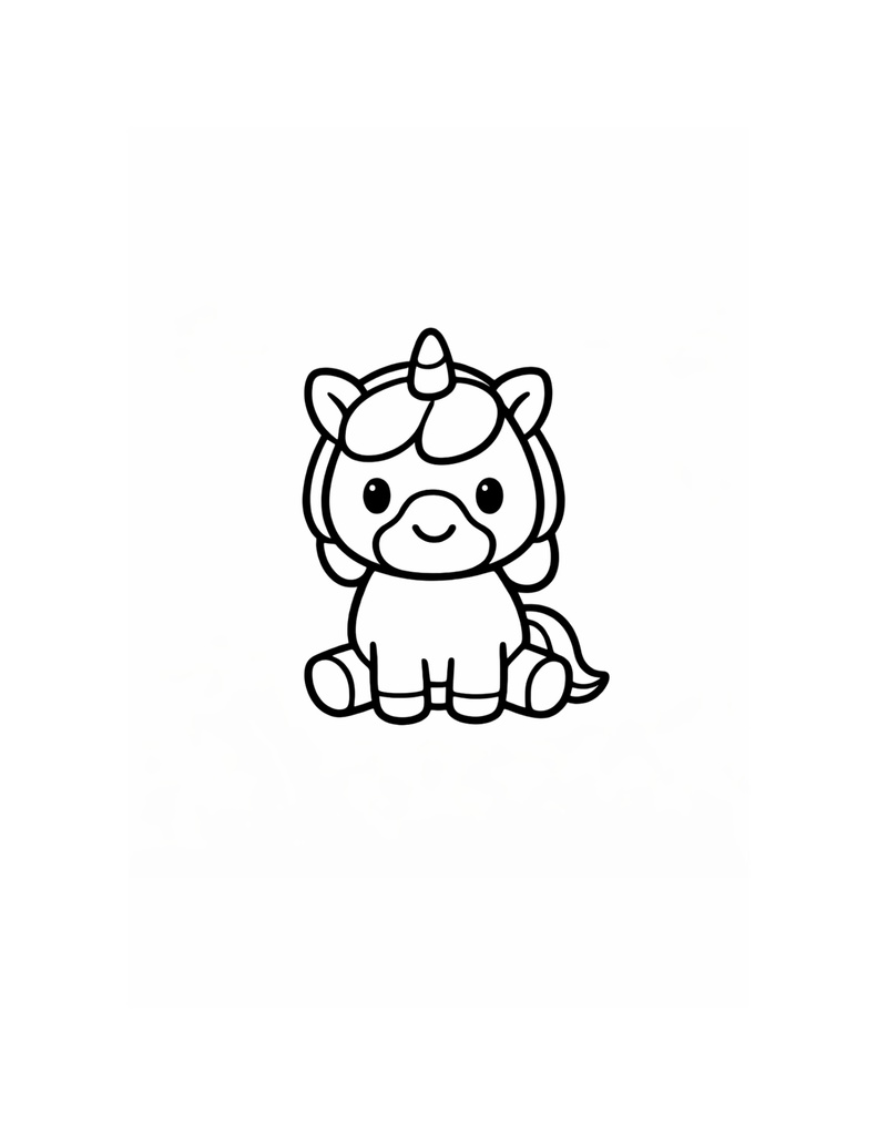 ユニコーンのやさしいいちにち ぬりえPDF ― 太い線でかんたん・3〜6さい向け ―