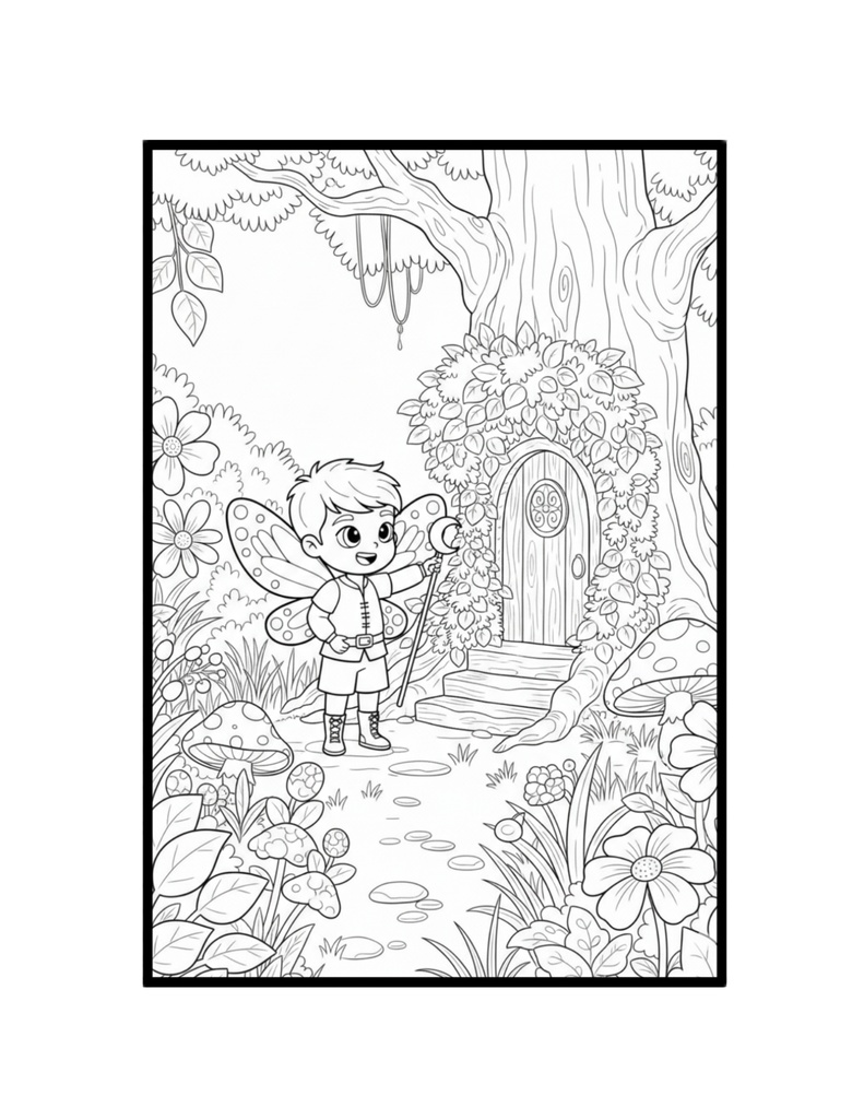 Garden Adventure Fairies 〜勇敢な妖精の男の子〜 ファンタジー塗り絵PDF