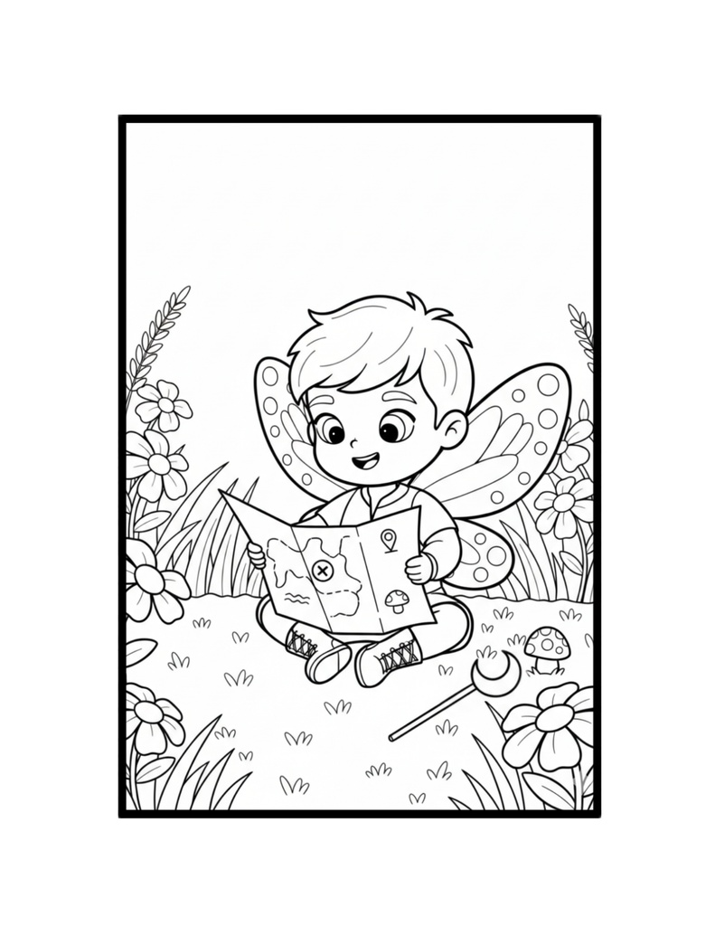 Garden Adventure Fairies 〜勇敢な妖精の男の子〜 ファンタジー塗り絵PDF
