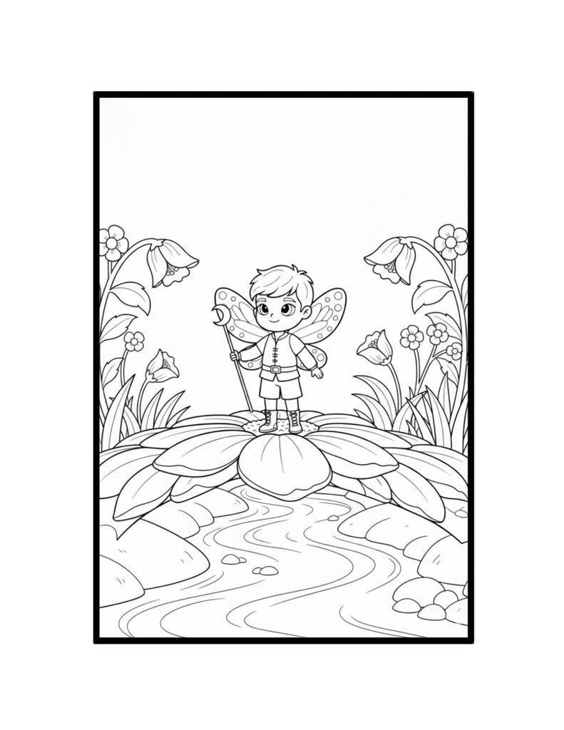 Garden Adventure Fairies 〜勇敢な妖精の男の子〜 ファンタジー塗り絵PDF