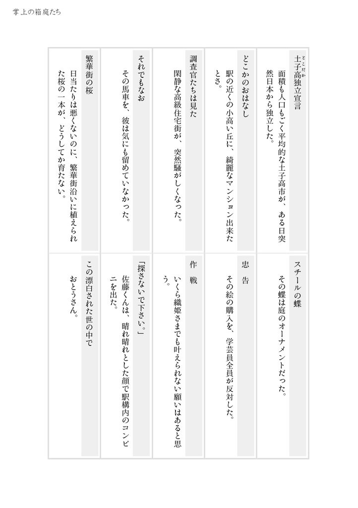 掌上の箱庭たち