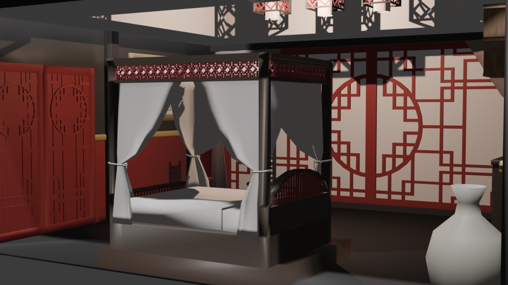 【VRM付】中華っぽい寝室【クリスタ3D素材】
