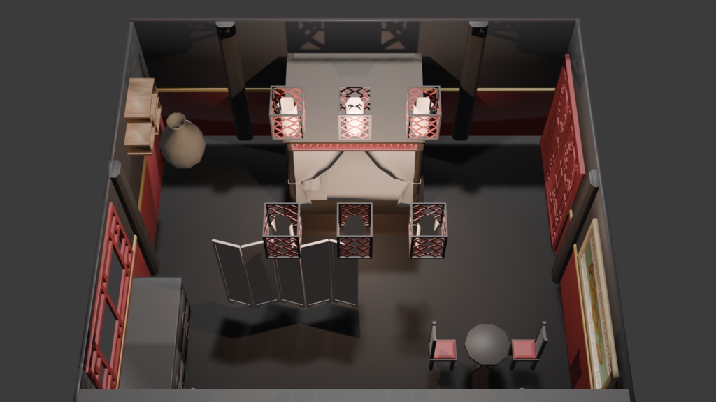 【VRM付】中華っぽい寝室【クリスタ3D素材】
