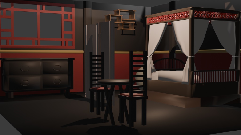 【VRM付】中華っぽい寝室【クリスタ3D素材】
