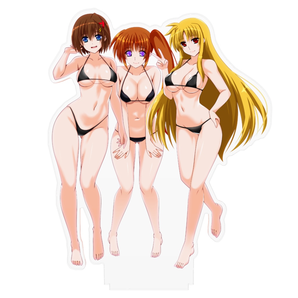 なのはフェイトはやて黒ビキニアクリルフィギュア