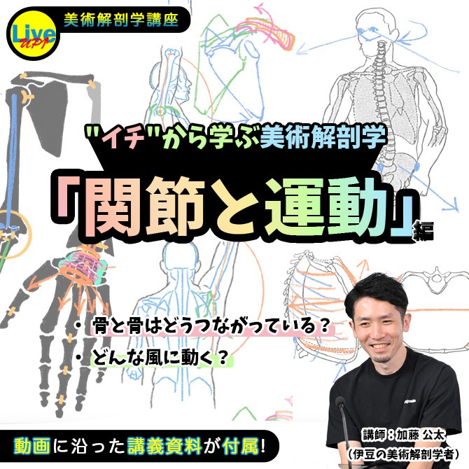 《美術解剖学講座:イチから学ぶ 「関節と運動」》自然な動きを表現するための基本をやさしく解説