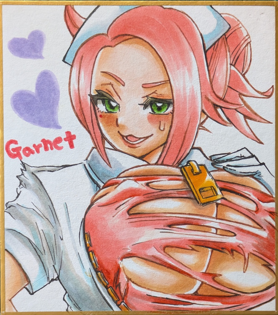 原画イラスト　小色紙サイズ　ザ・ランブルフィッシュ　ガーネット