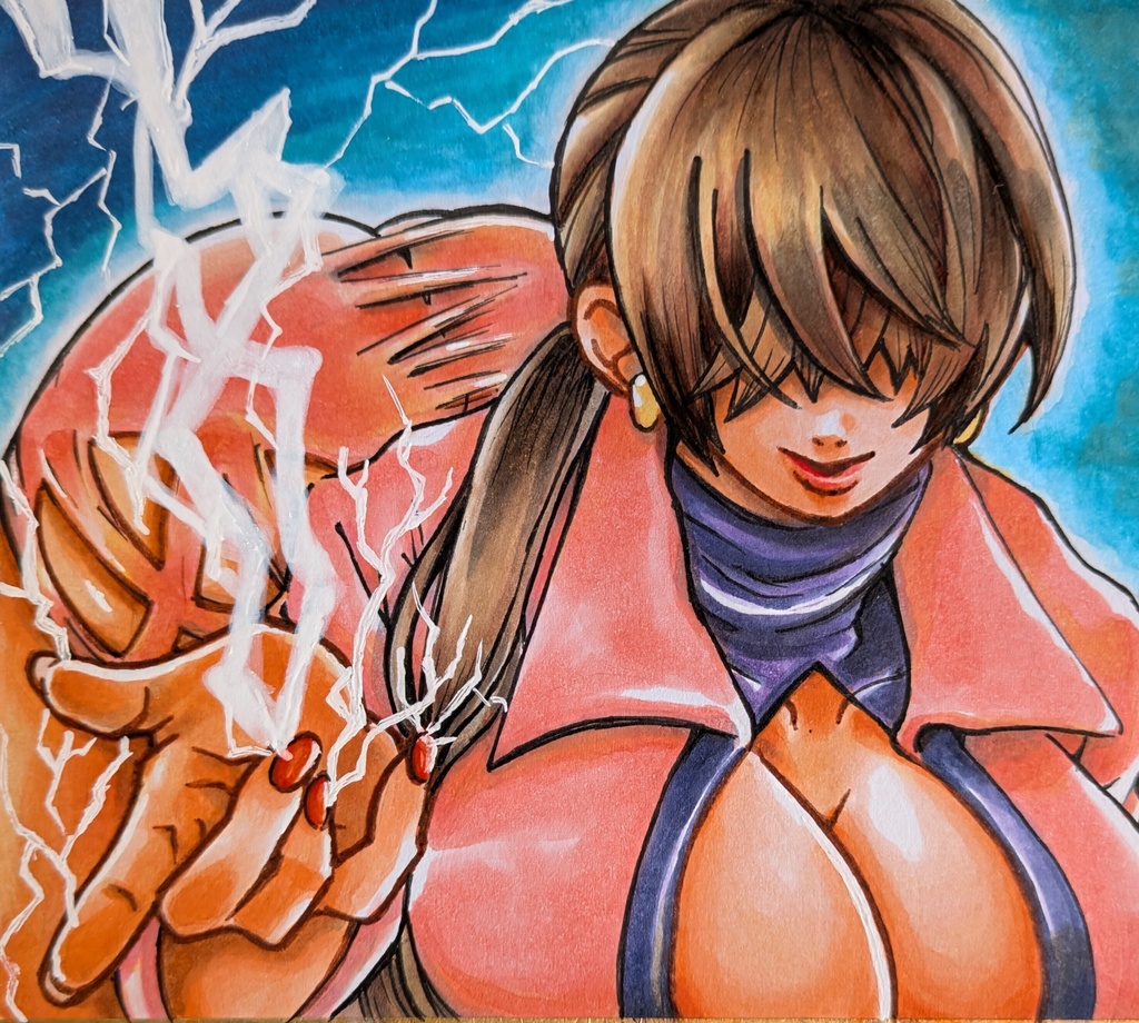 色紙原画イラスト　寸松庵サイズ　KOF　THE KINGOFFIGHTERSシリーズ　シェルミー