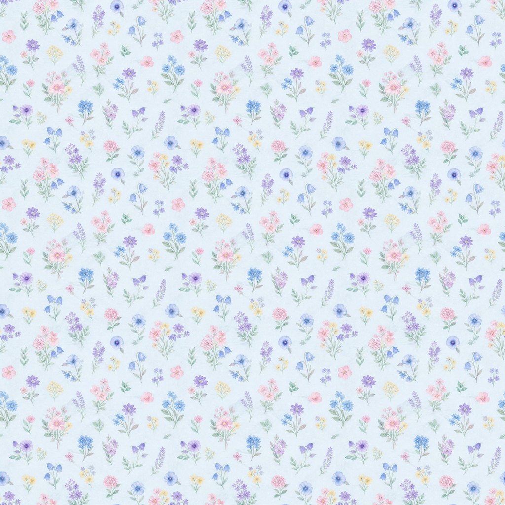 水彩の小花 デジタルペーパー 4柄セット|野花・ボタニカル|パステル・淡色