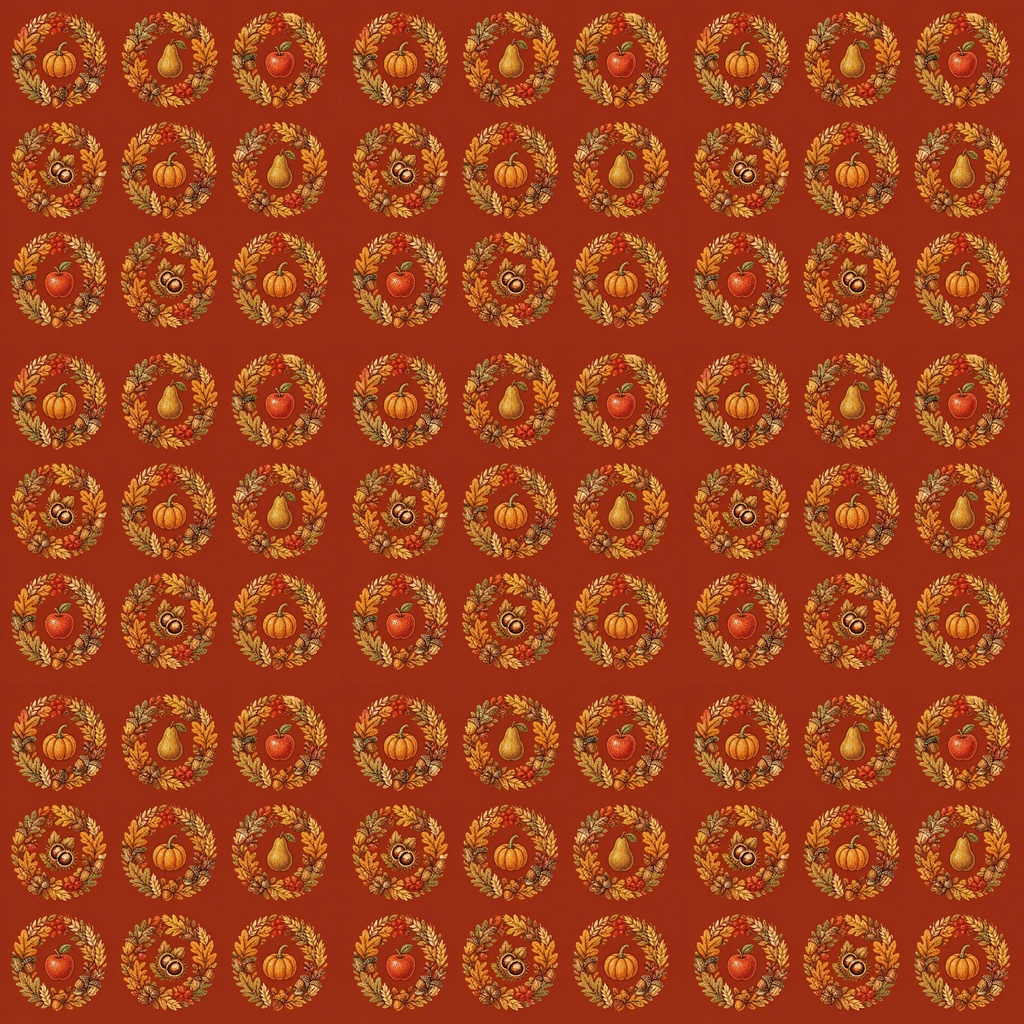 秋色デジタルペーパー|紅葉・木の実・かぼちゃ 4柄セット