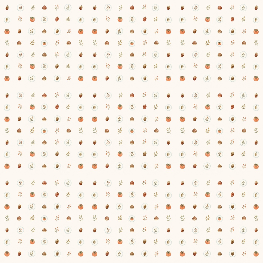 秋の和モダン水彩 デジタルペーパー|月・紅葉・秋の実り 4柄セット