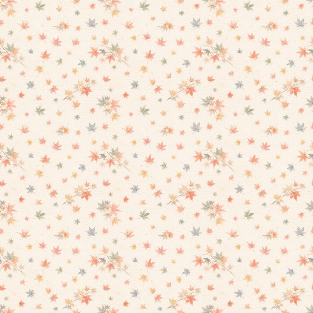 秋の和モダン水彩 デジタルペーパー|月・紅葉・花丸文 4柄セット