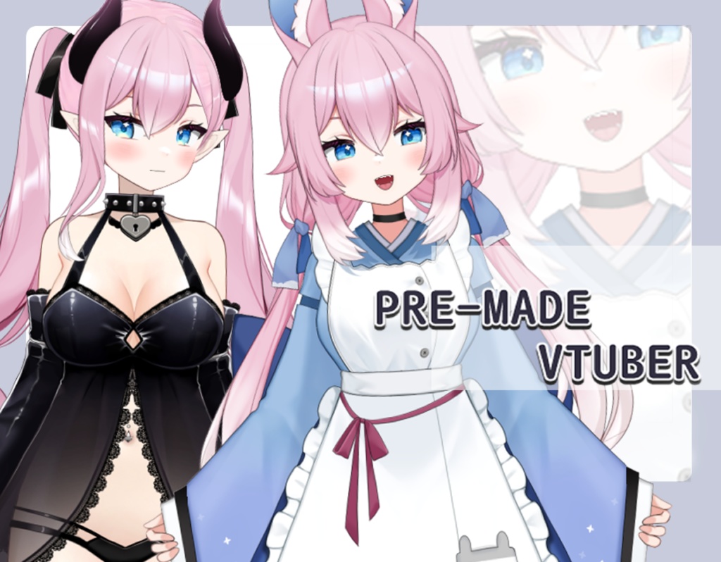 うさぎ&サキュバスガールのVTuberモデル/Live2Dモデルのプリメイド版/VTuberデザイン/Live2Dモデル/VTuberモデル