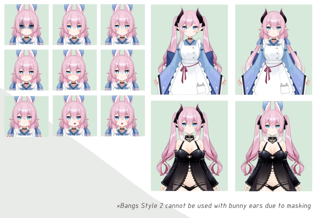 うさぎ&サキュバスガールのVTuberモデル/Live2Dモデルのプリメイド版/VTuberデザイン/Live2Dモデル/VTuberモデル