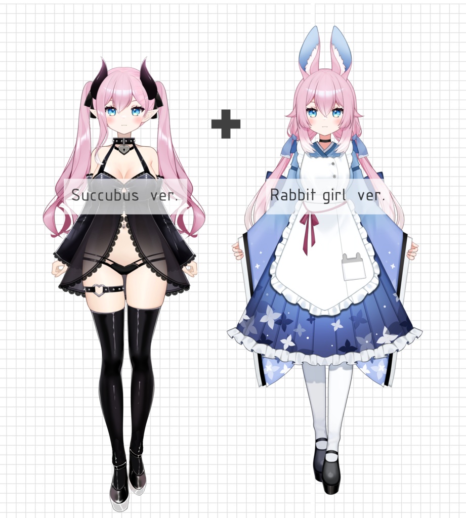 うさぎ&サキュバスガールのVTuberモデル/Live2Dモデルのプリメイド版/VTuberデザイン/Live2Dモデル/VTuberモデル