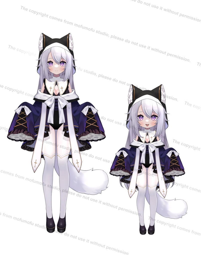 猫娘VtuberLive2Dモデル/ちび切り替え/全身モデル/VTuberモデル