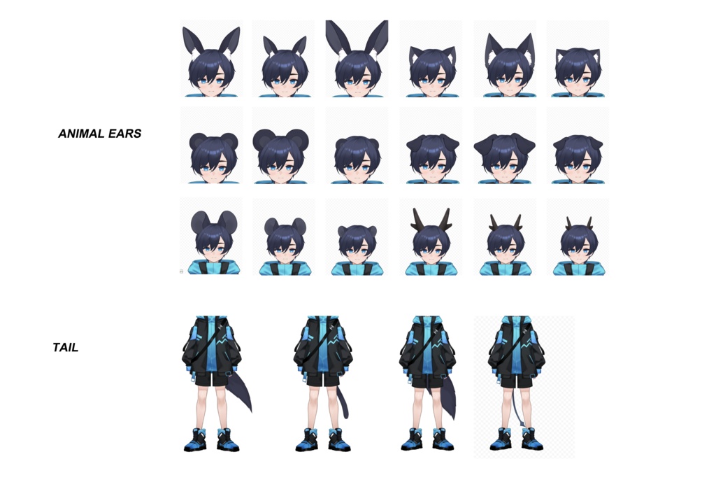 【Customizable】カスタム男子Vtuber(獸耳ver.) 自由度高い/切り替え複数の色が含まれています | フルボディ/フル装備のLive2Dアニメモデル、カスタマイズ可能、既製