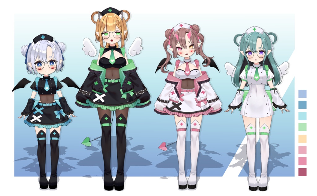 (ナース制服)カスタマイズ可能なvtuberモデル/動物の耳が含まれています/複数の色が含まれています | フルボディ/フル装備のLive2Dアニメモデル、カスタマイズ可能、既製