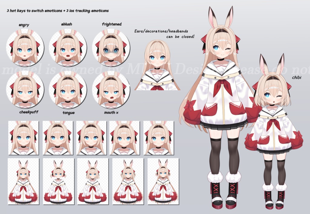 【Customizable】Vtuberモデル/入門編!うさ耳の女の子