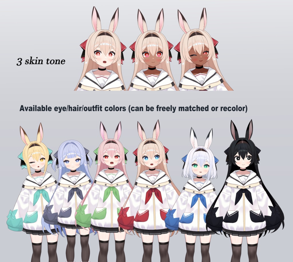 【Customizable】Vtuberモデル/入門編!うさ耳の女の子