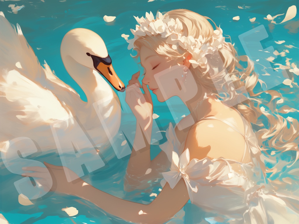 swan and beautiful woman illustration - 5000060