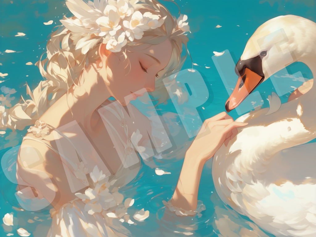 swan and beautiful woman illustration - 5000061