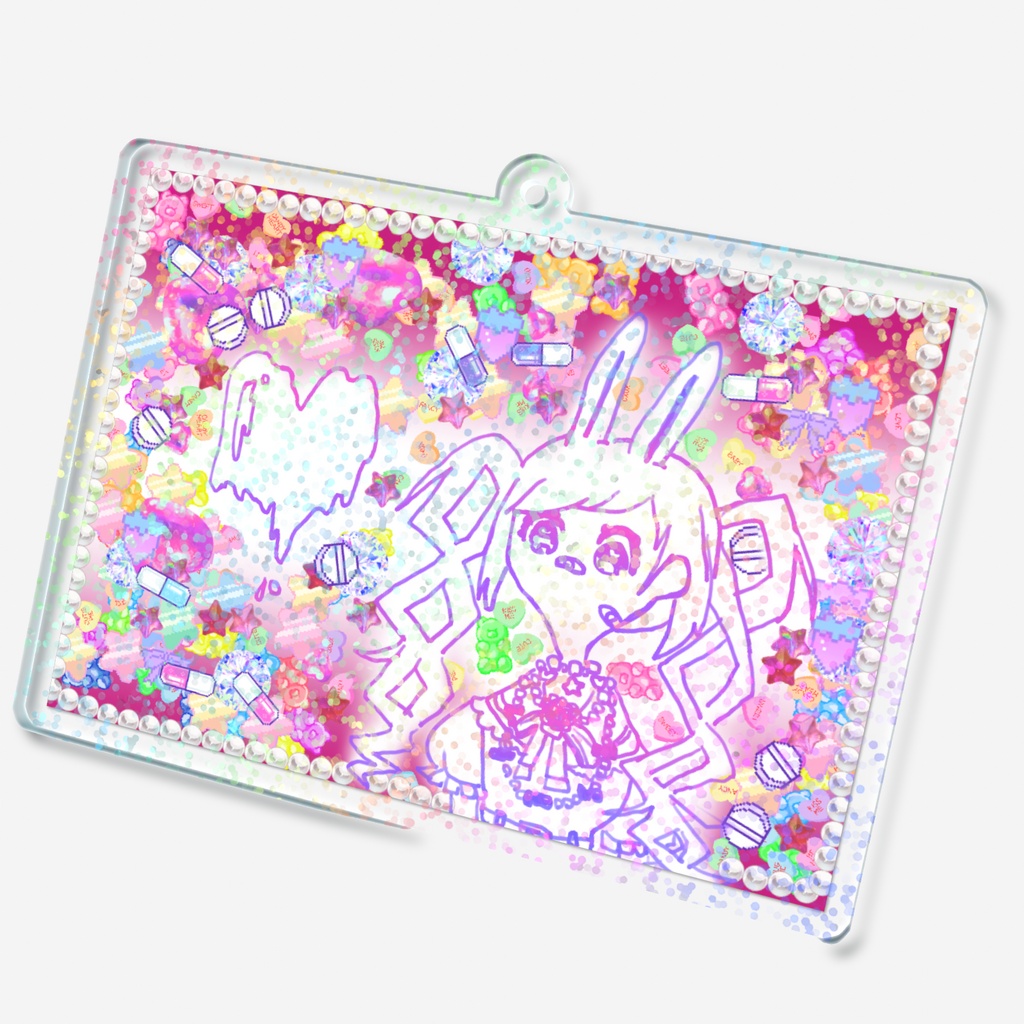 原宿夢中毒タイム アクリルキーホルダー:グリッター