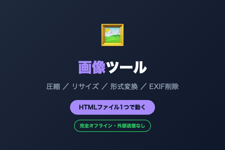 【オフライン対応】画像ツール — 圧縮・リサイズ・形式変換・EXIF削除