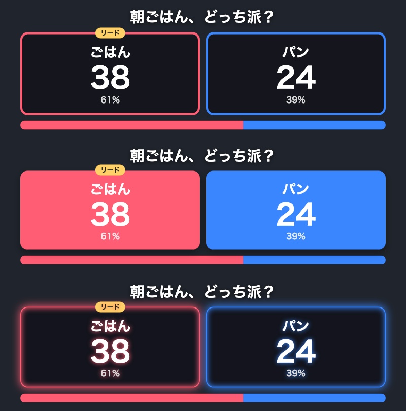 【OBS用】二択カウンター|クリックで数えて割合をバー表示|質問・選択肢を自由に変更