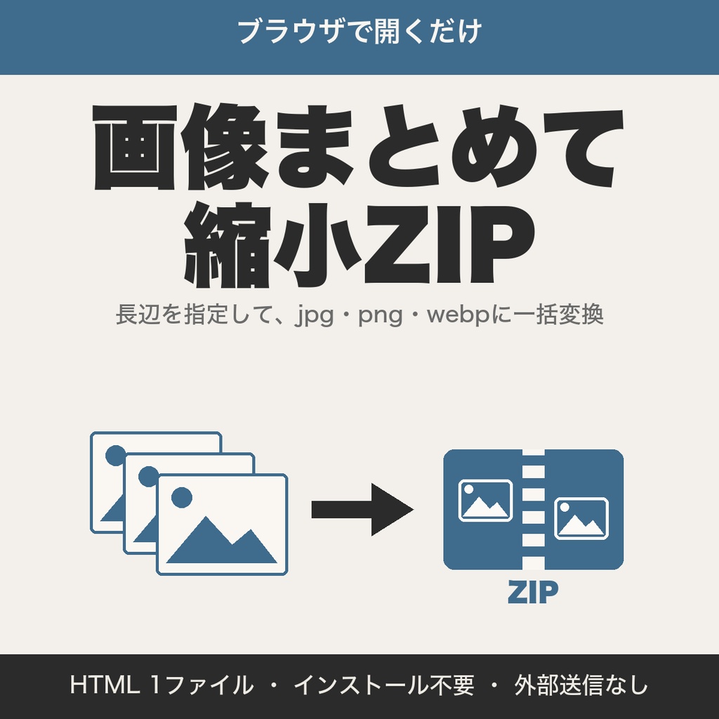 画像まとめて縮小ZIP|枚数無制限・webp対応・画質指定・連番リネーム【無料版あり】