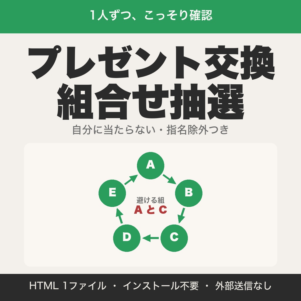 プレゼント交換の組合せ抽選ツール|自分に当たらない・指名除外つき(クリスマス会・忘年会向け)【無料版あり】