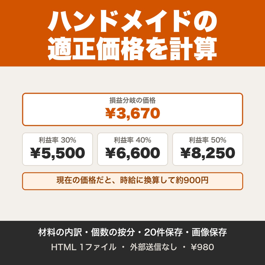 ハンドメイドの適正価格を計算｜材料費・手数料・作業時間と時給から、赤字にならない値段を出す【無料版あり】