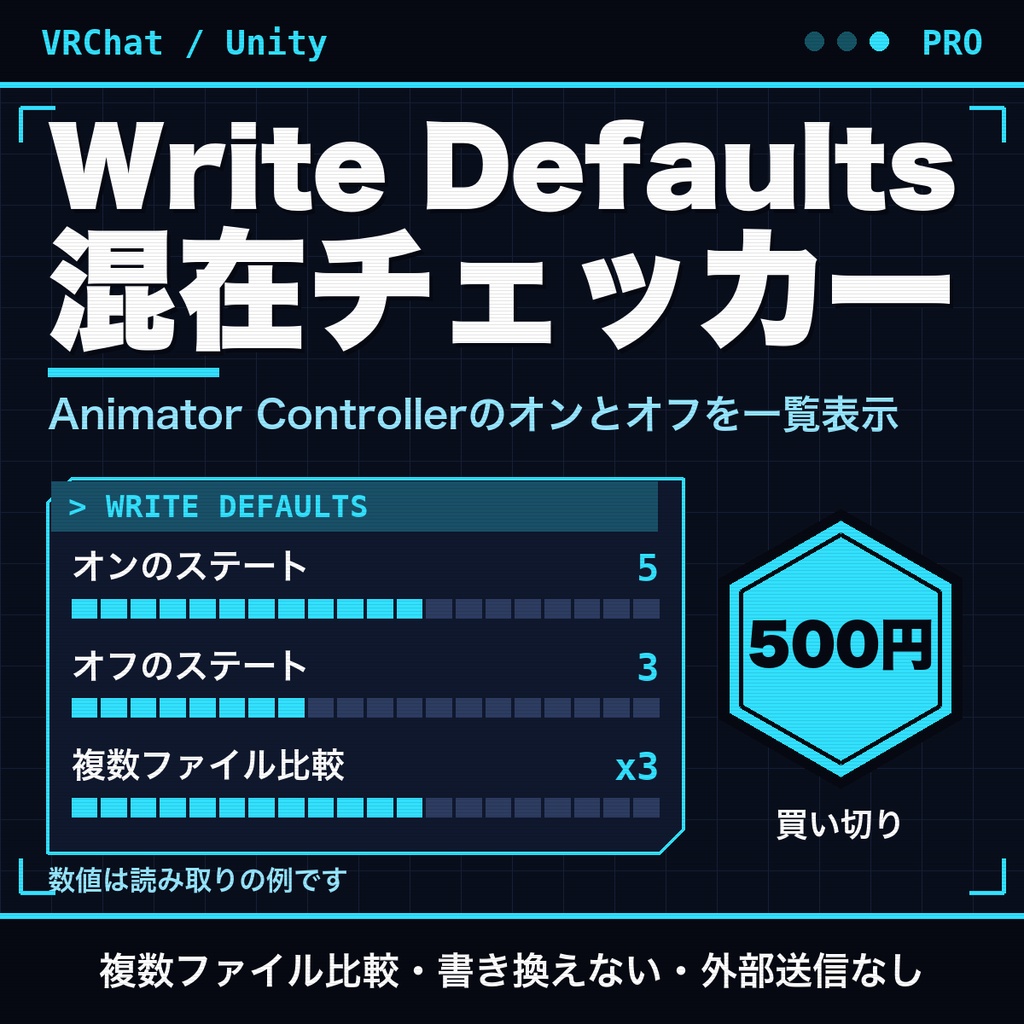 VRChat Write Defaults混在チェッカー｜複数ファイル比較・少数派をCSVコピー・レイヤー別集計【無料版あり】