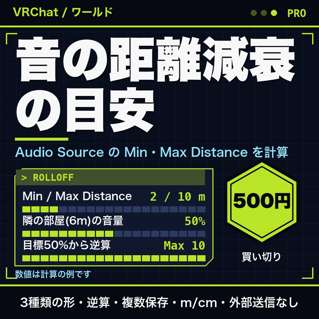 VRChatワールドの音の距離減衰｜Audio SourceのMin・Max Distanceとカーブの目安、保存対応【無料版あり】