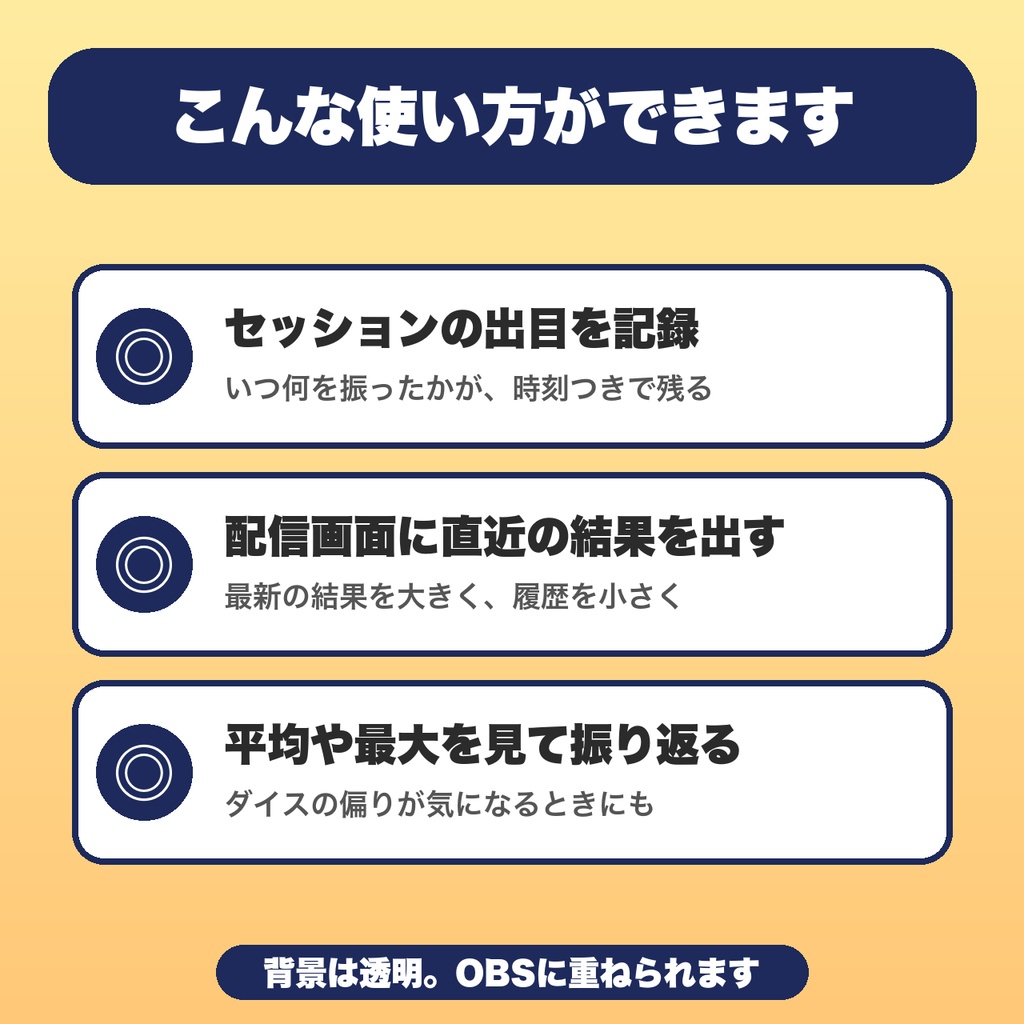 ダイス履歴|振った出目を100件記録・平均と最大最小・コピーとCSV保存・TRPG・OBS配信向け【無料版あり】