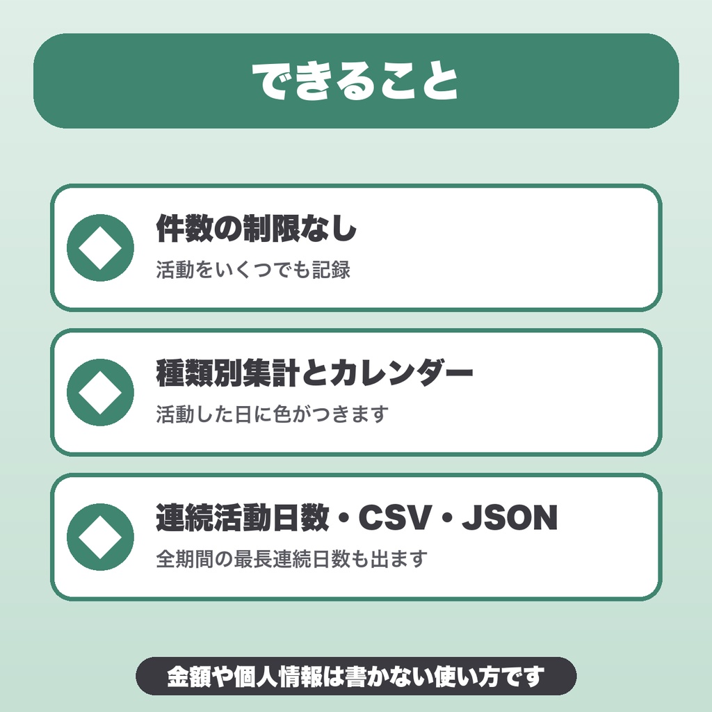 VTuber活動記録|種類別の集計・カレンダー・連続活動日数・CSV保存【無料版あり】