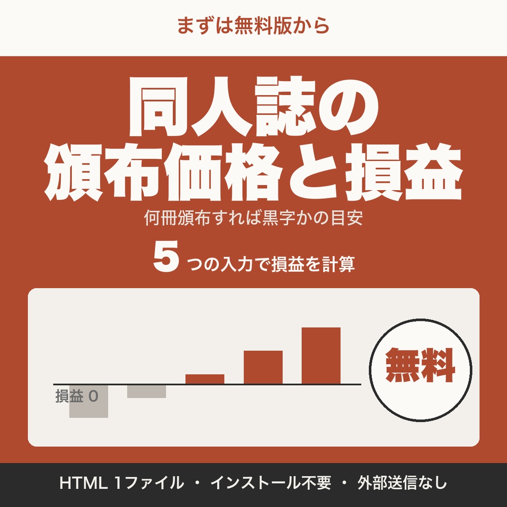 【無料】同人誌の頒布価格と損益の計算｜何冊頒布すれば黒字かの目安