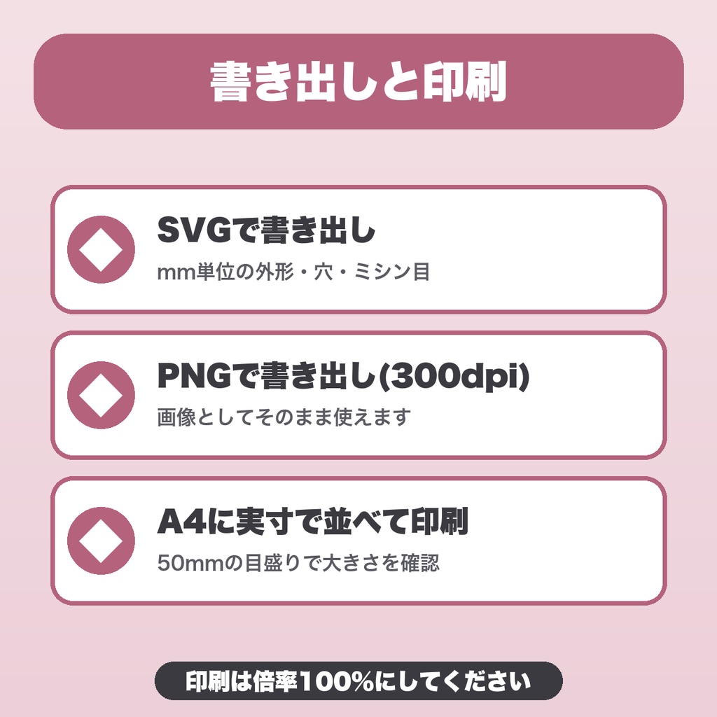 アクセサリー台紙のサイズ&穴位置 設計ガイド|形4種・穴24個・ミシン目・SVG/PNG書き出し・A4実寸印刷【無料版あり】