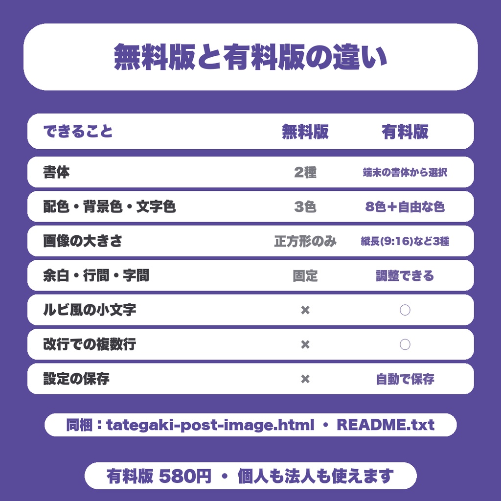 【無料】縦書きポスト画像ジェネレーター|SNS投稿に添える短文を縦書きのPNG画像に|書体2種・色3種・透かしなし