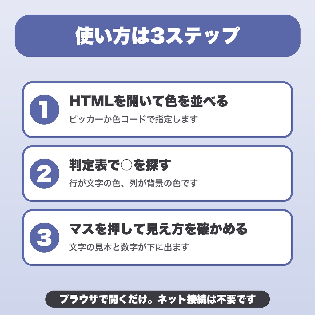 コントラスト判定ボード|8色・全組み合わせを一覧で判定・AA/AAA・色覚シミュレーション・保存【無料版あり】