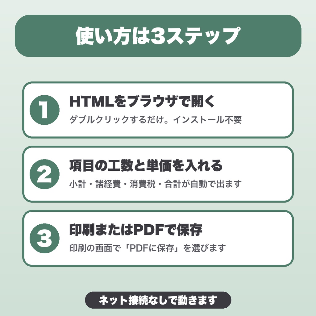 Web制作 工数×単価 見積もり計算シート|テンプレ5種・予備率・修正回数メモ・案の保存・PDF保存【無料版あり】