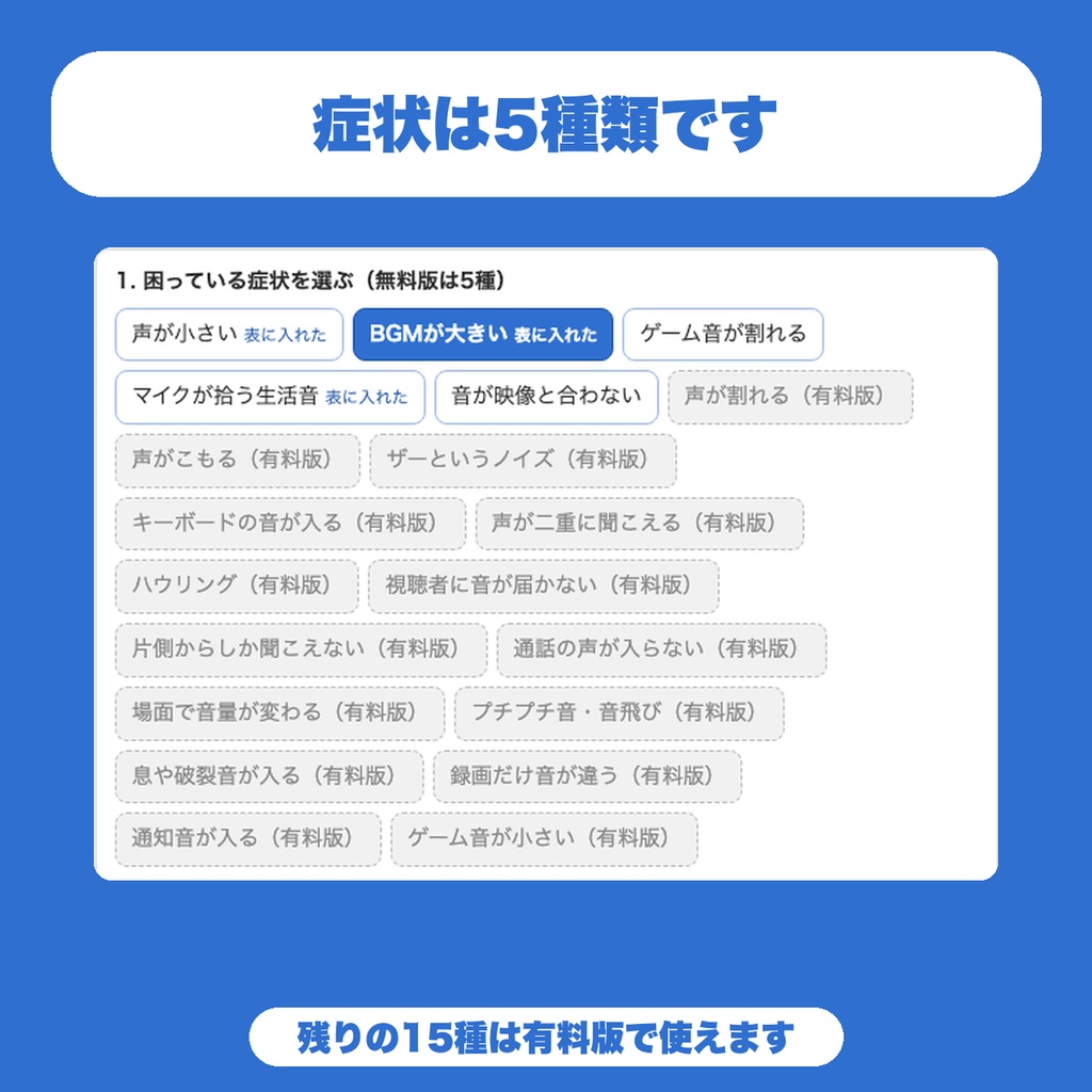 【無料】配信の音声トラブル予防シート|声が小さい・BGMが大きい・ゲーム音が割れるを症状から確認(配信者向け)