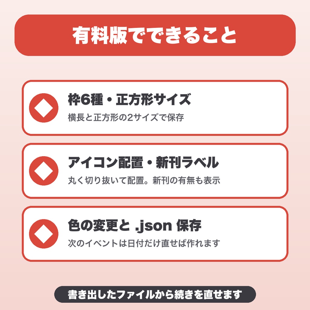 サークルカットメーカー|枠6種・正方形・アイコン配置で即売会の告知画像をPNG保存(同人サークル向け)【無料版あり】