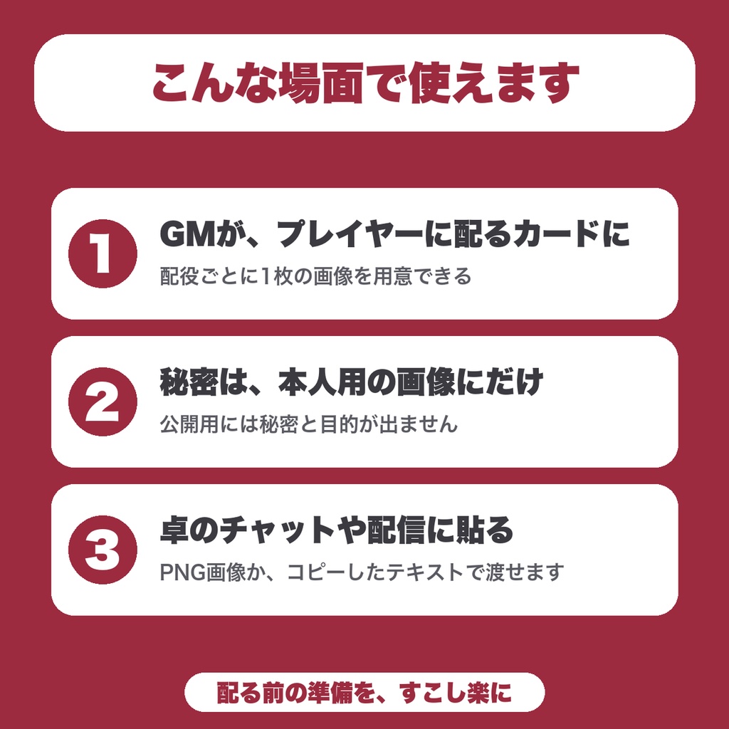 【無料】マダミス キャラクターカード・配役カード画像メーカー|公開用と本人用を出し分けてPNG保存(GM向け・4人まで)