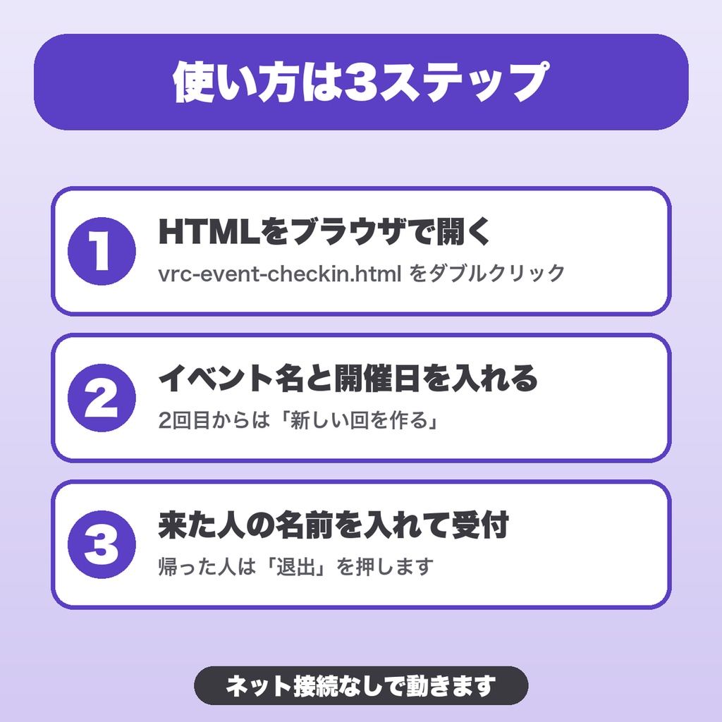 VRChatイベント受付・参加者名簿|主催者向け 初参加・常連の自動判定・区分・回ごとの比較・CSV保存【無料版あり】