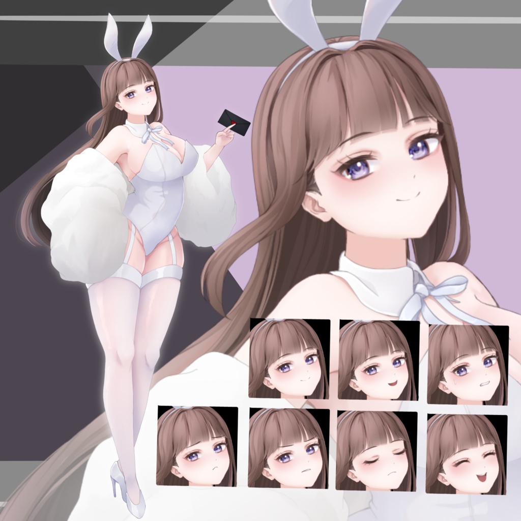 【立ち絵素材】バニーガール_全身_女の子_茶髪