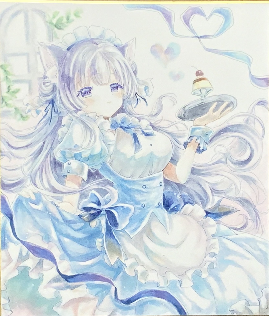 オリジナル　猫耳ちゃん　中色紙　原画