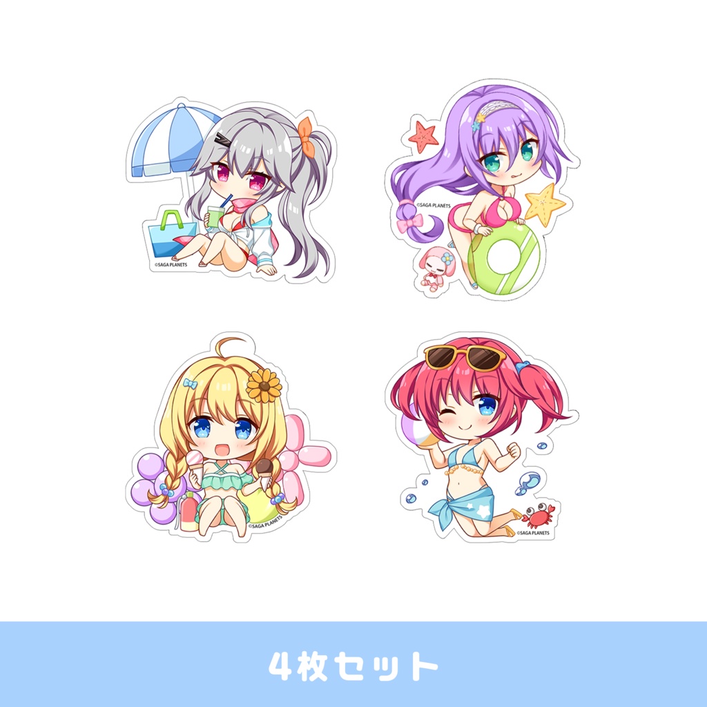 花咲ワークスプリング! 夏をエンジョイ! ステッカー4枚セット